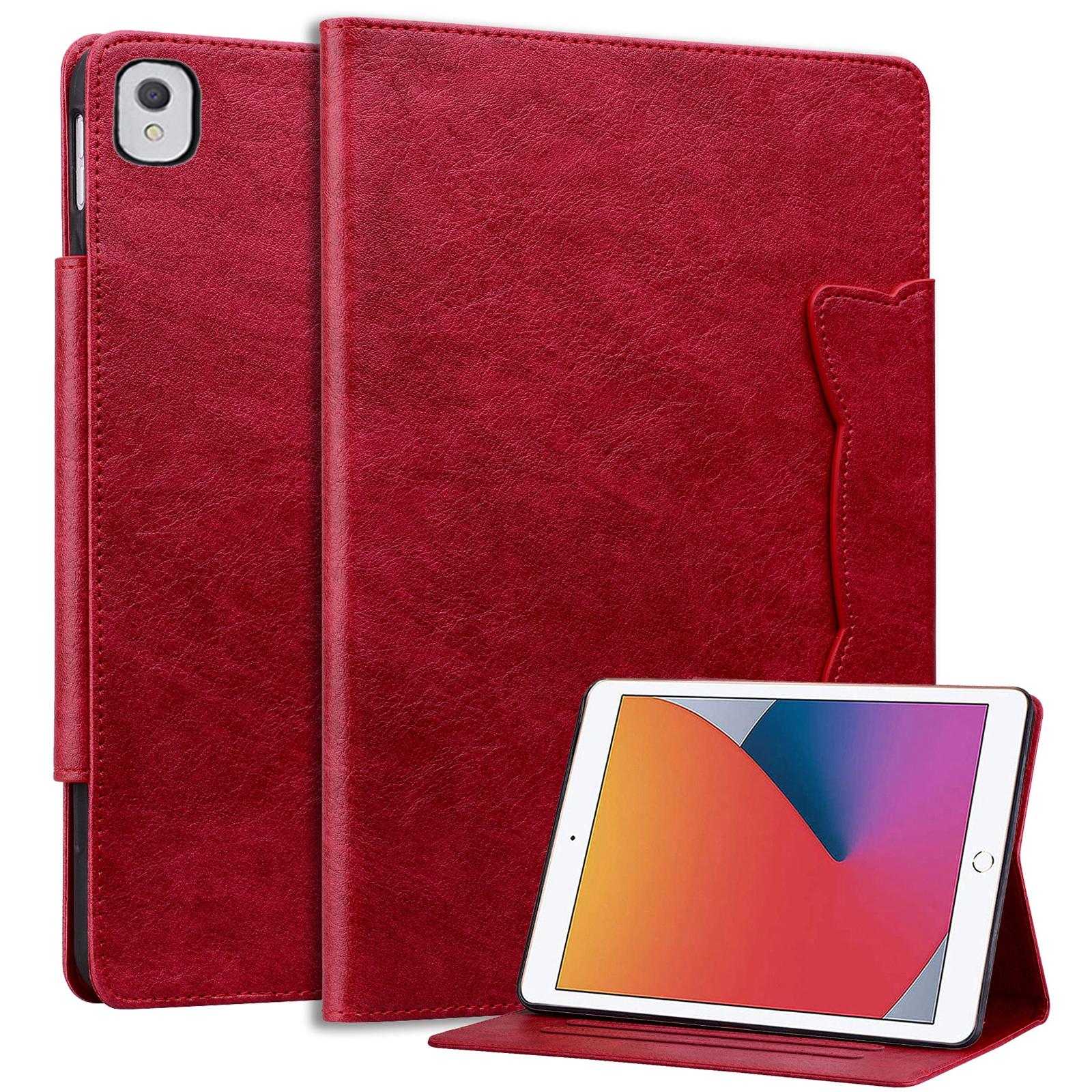 

For iPad Pro 10.5-inch (2017)/Air 10.5 inch (2019)/iPad 10.2 (2019)/(2020)/(2021) Case Stand Leather Tablet Cover Red