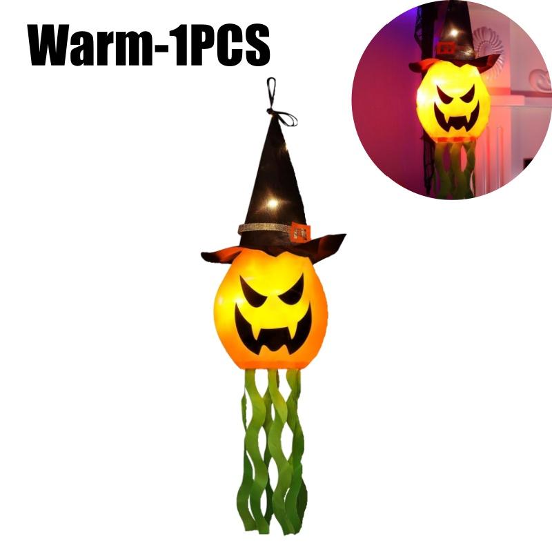 Outdoor Hanging Pumpkin Witch Hat LED Light Halloween Decor 3 Mode Glow Garden Yard Party Decorations Weatherproof Festive