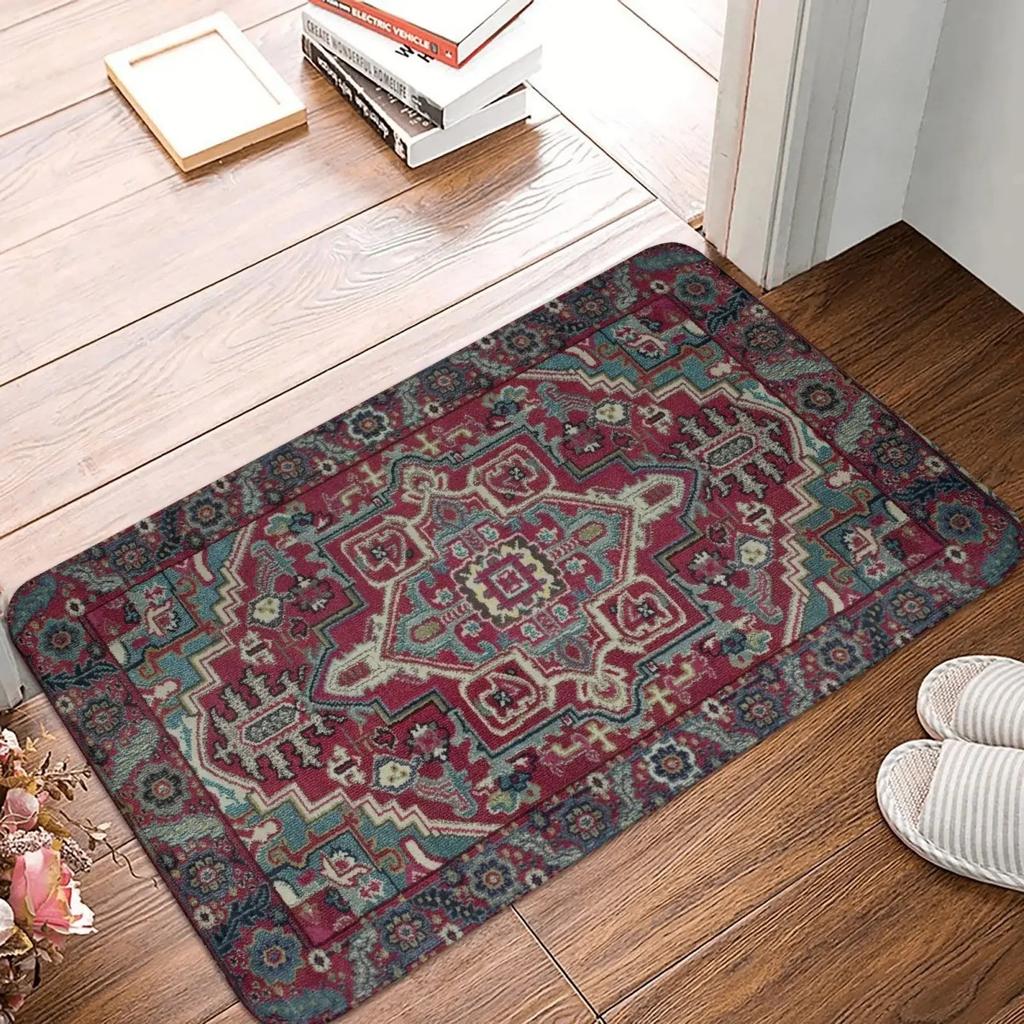 Bohemian Floral Patterned Area Rug Artistic Ethnic Print Carpet Soft Floor Mat For Entryway Bedroom Living Room Home Decor