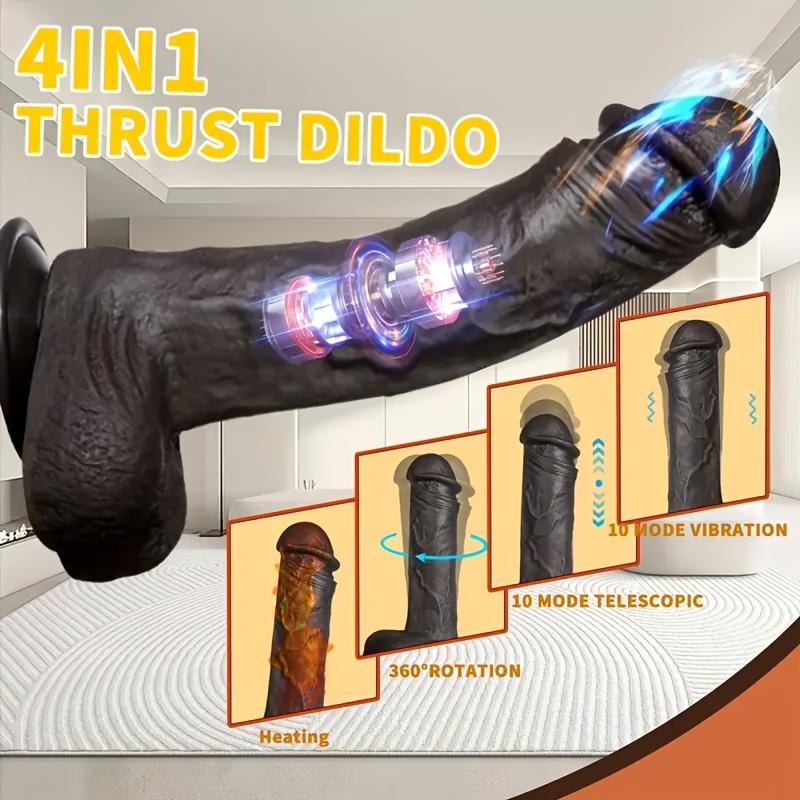 8.66in 4-in-1 Heated Liquid Silicone Dildo 10 Frequency Vibration Modes,360° Rotation,Wireless Remote Control,Infrared Sensor,Couples' Adult Intimacy