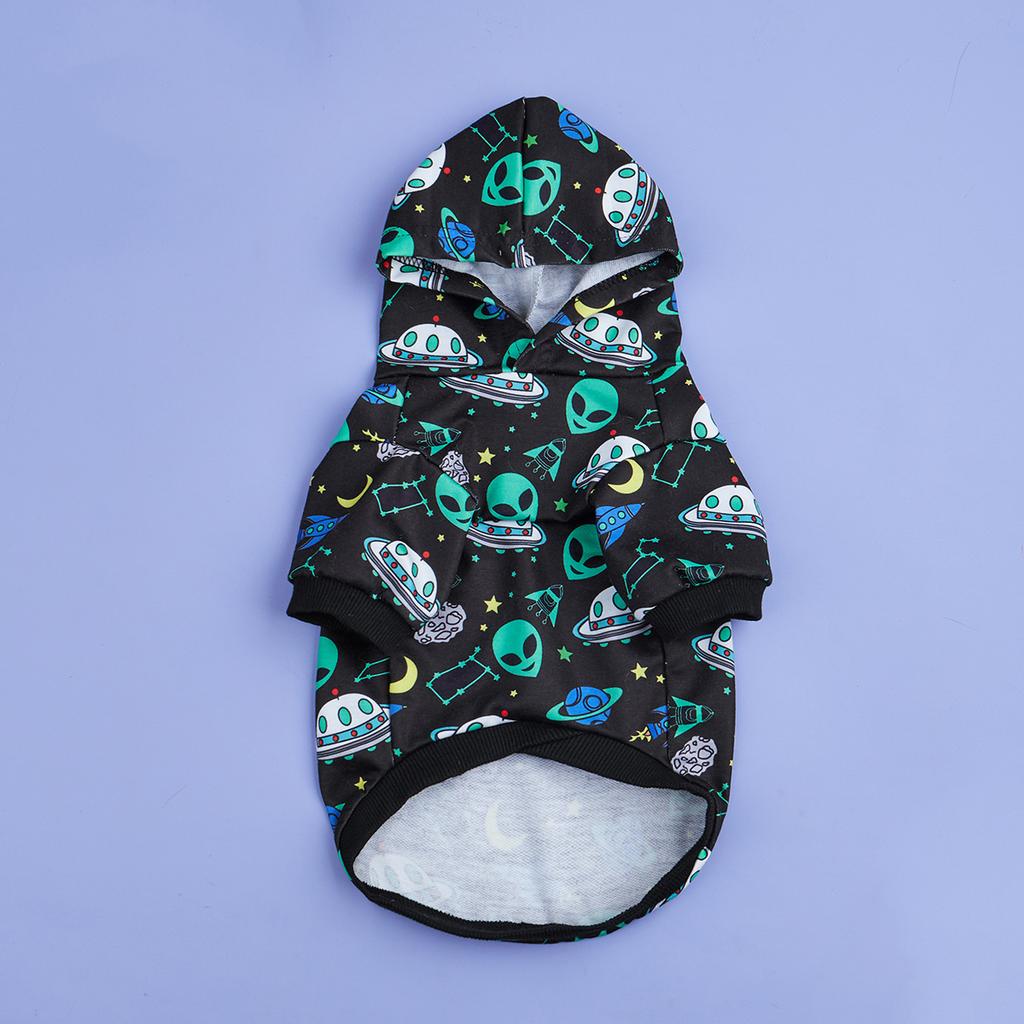 Alien Dog Hoodie Dog Warm Jacket Coat Puppy Sweatshirt Flying Saucer Christmas Halloween Dog Costume Winter Dog Clothes Pet App
