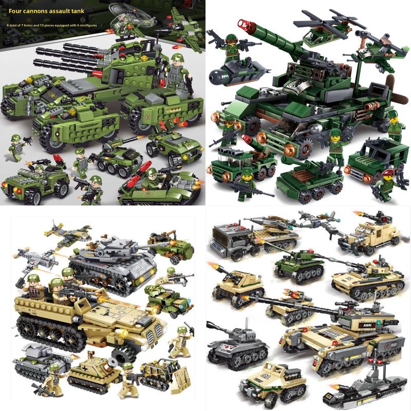 Bausteine Panzer 8in1 Militär Schwerer Panzer Modell Baustein Armee Spielzeug Junge