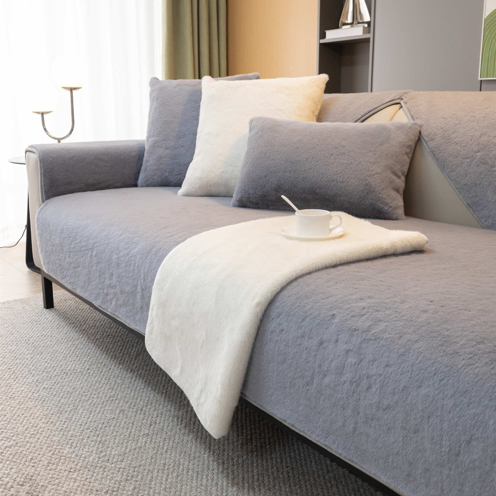 

Winter Warm Plush Sofa Cushion Cover Thickened Non Slip Soft Cozy Home Decor 70*70cm