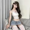 Korean Style Sexy Denim Mini Skirt: Performance Outfit for Lead Dancers, DJs, and Nightclub Singers