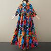 Short Sleeve Plus Size Cotton Vintage Floral New In Dresses for Women Casual Loose Long Summer Dress
