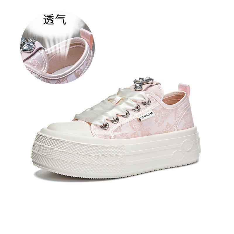 

Foam bottom country trendy little white shoes 2025 spring new casual thick baseplate shoes women s fashion versatile breathable women s shoes 40 розовый