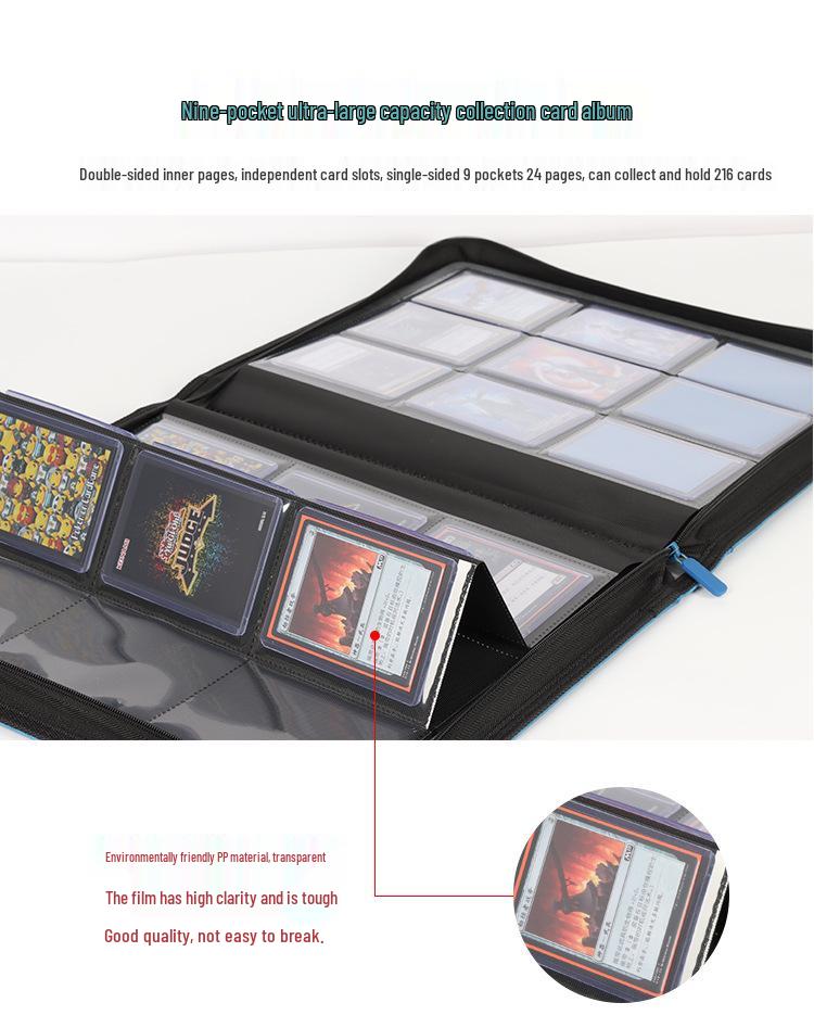 252-Card Large Capacity Hard Album: 9-Pocket Toploader Transparent Pokemon Card Storage.