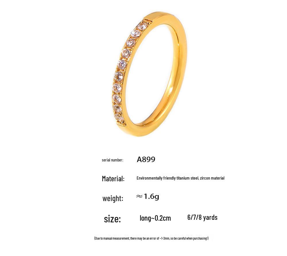 18K Gold Plated Titanium Steel Geometric Zircon Ring - European & American Style