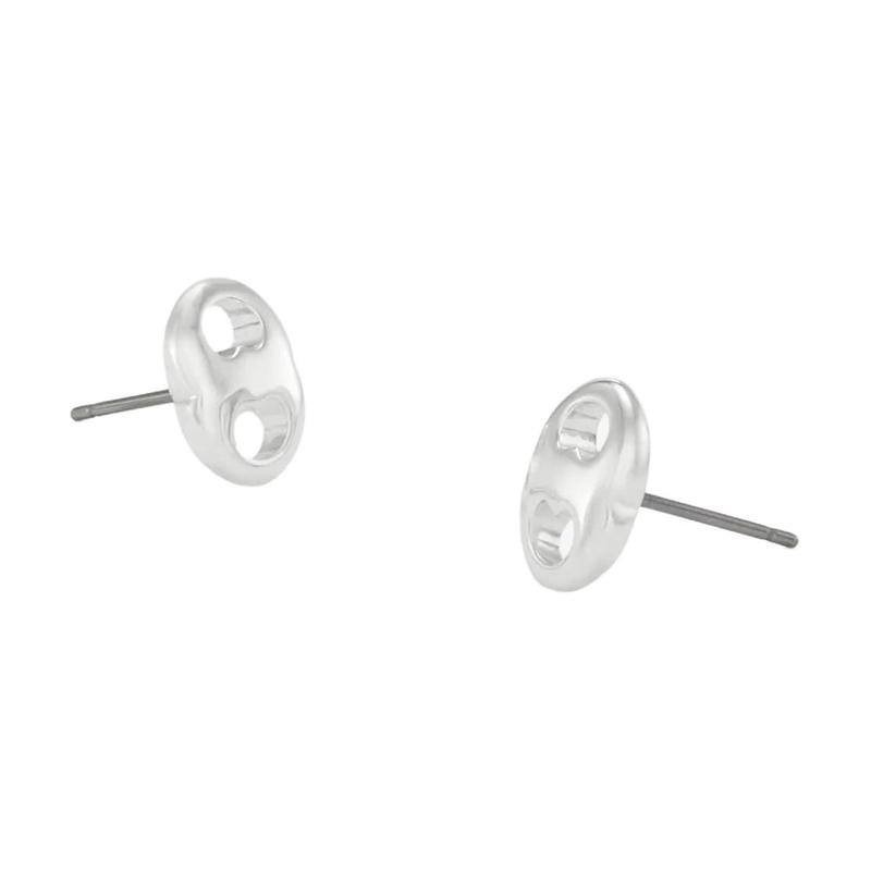 TORY BURCH Solid color brass earrings, same style for men and women, silver 171112-020-Silver F