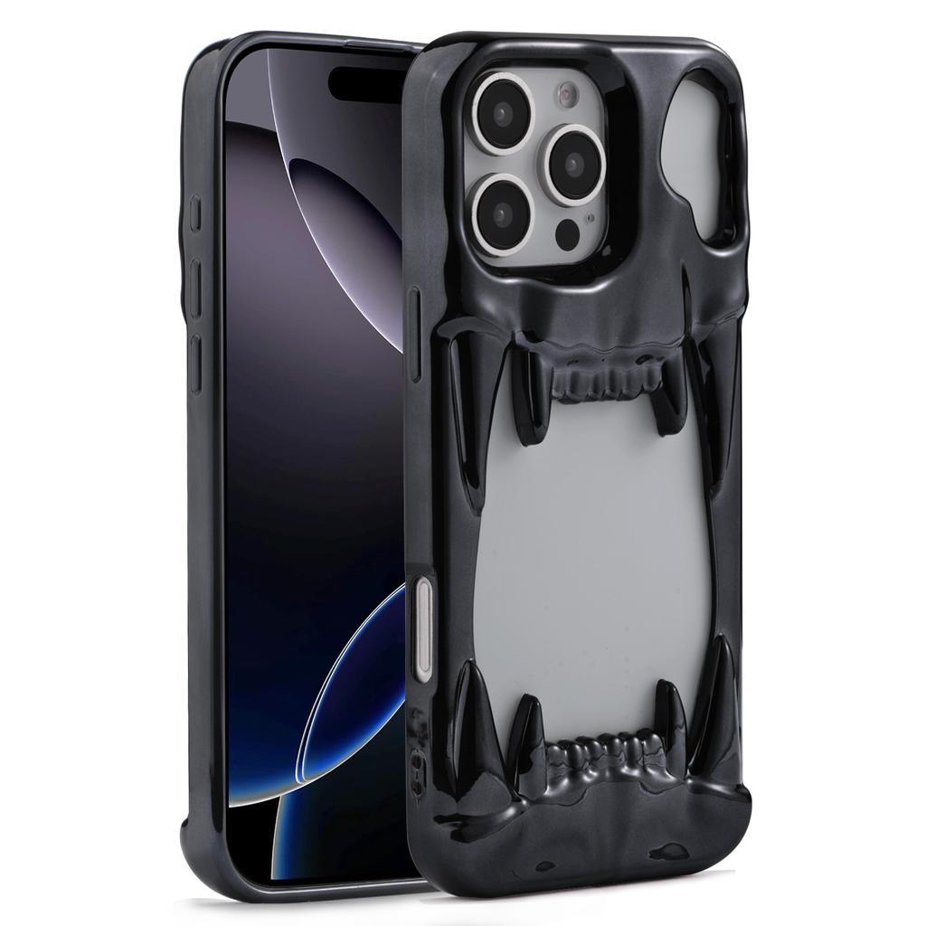 Luxury Cut-Out Plating Hollow Tiger Tooth Skull Case For iPhone 17 Air 16 15 14 Plus 13 12 Pro Max 11 Cooling Shockproof Cover