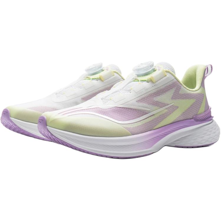Li Ning Kids Chifeng V2 Comfortable Versatile Shock Absorbing Durable Rebound Low Top Running Shoes Kids Running Shoes Purple Green YKFV094-2