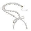 Elegant Bowknot Necklace Irregular Pearl Beaded Choker for Women Girls Korean Fashion Clavicle Chain Party Jewelry Gift