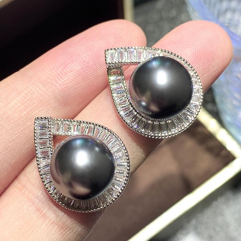 Schmuck Kupferboden Vergoldet Eingelegt Perlmutt Geometrisch Diamantbesetzte Textur Set 16Mm14Mm