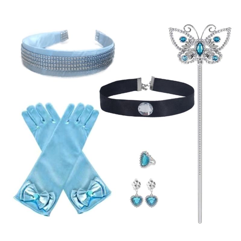 Women Princess Headband Choker for Halloween Cosplay Parties with Rhinestones Decors Kids Girl Costume Hair Accessories