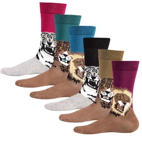 Soxy Mens Animal Print Cotton Socks (Pack of 6)