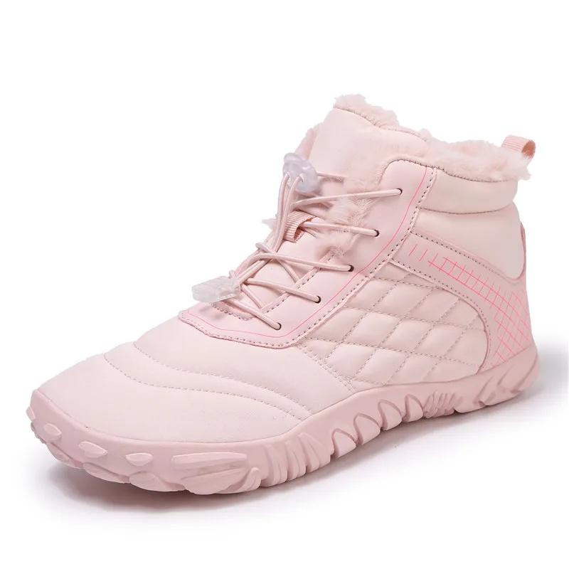 Zbrusu nové zimní boty pro muže ženy sněhové bosé venkovní protiskluzové teplé kožešinové ležérní tenisky plus velikost kotníkové boty turistické boty