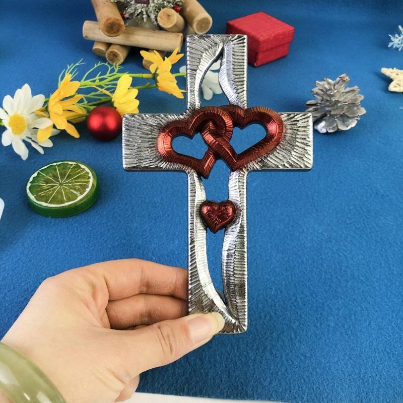 C1FE DIY Silicone Mold for Crafting Love Heart Crosses Charm Jewelry and Decorations