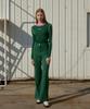 KANDINI Green Color Block Linen Knit
