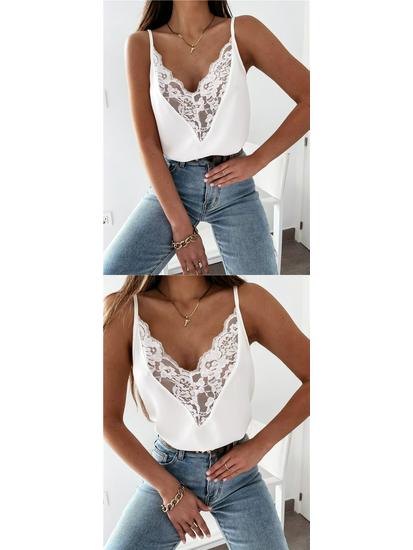Lace Patchwork V-Neck Sling Dress