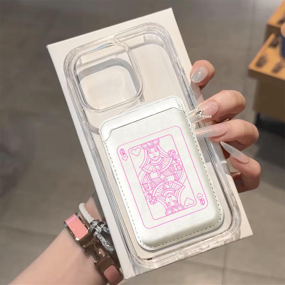 Poker Pattern For Magsafe wallet Magnetic Card holder Phone Case For iPhone 16 13 16 15 12 14 17 Pro Max Case 16E 15 Plus Cover