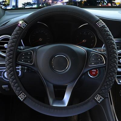 Accessori per la protezione del volante dell'auto in pelle PU nera con diamante 15\/38 cm