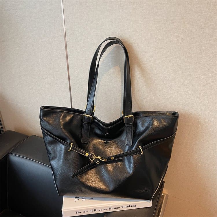 

Женская сумка-тоут большой вместимости, наплечная сумка-мессенджер чёрный