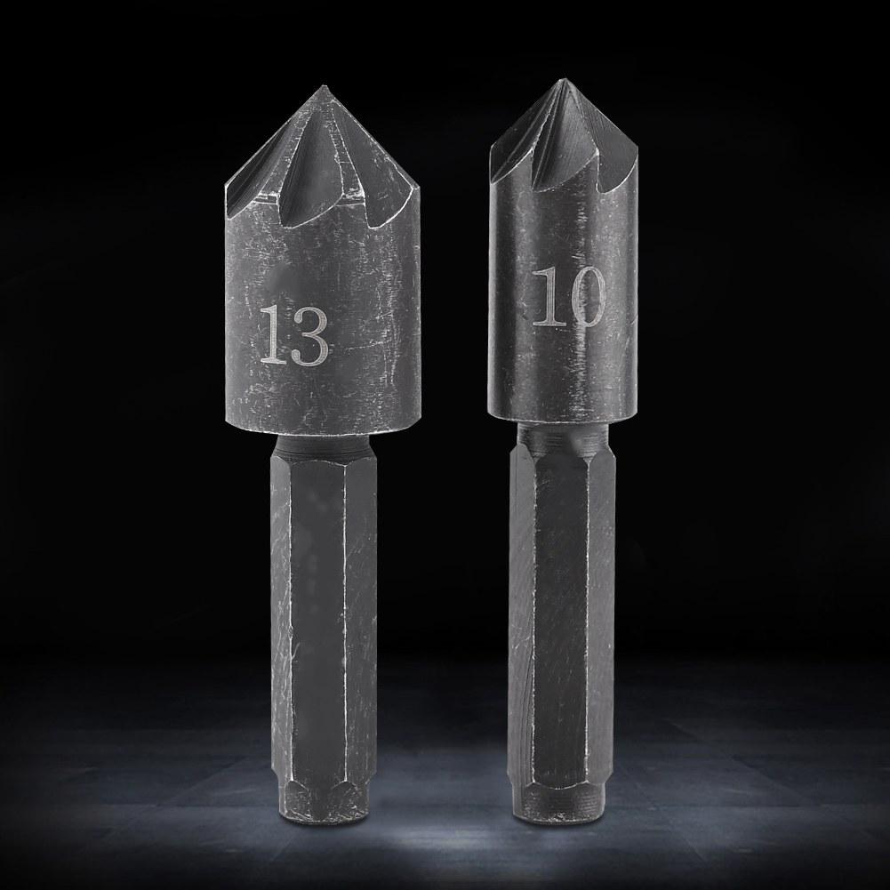 2pcs 7 Flute 82 Degrees 1 4 Hex Shank High Carbon Steel Countersink Cutter Bits