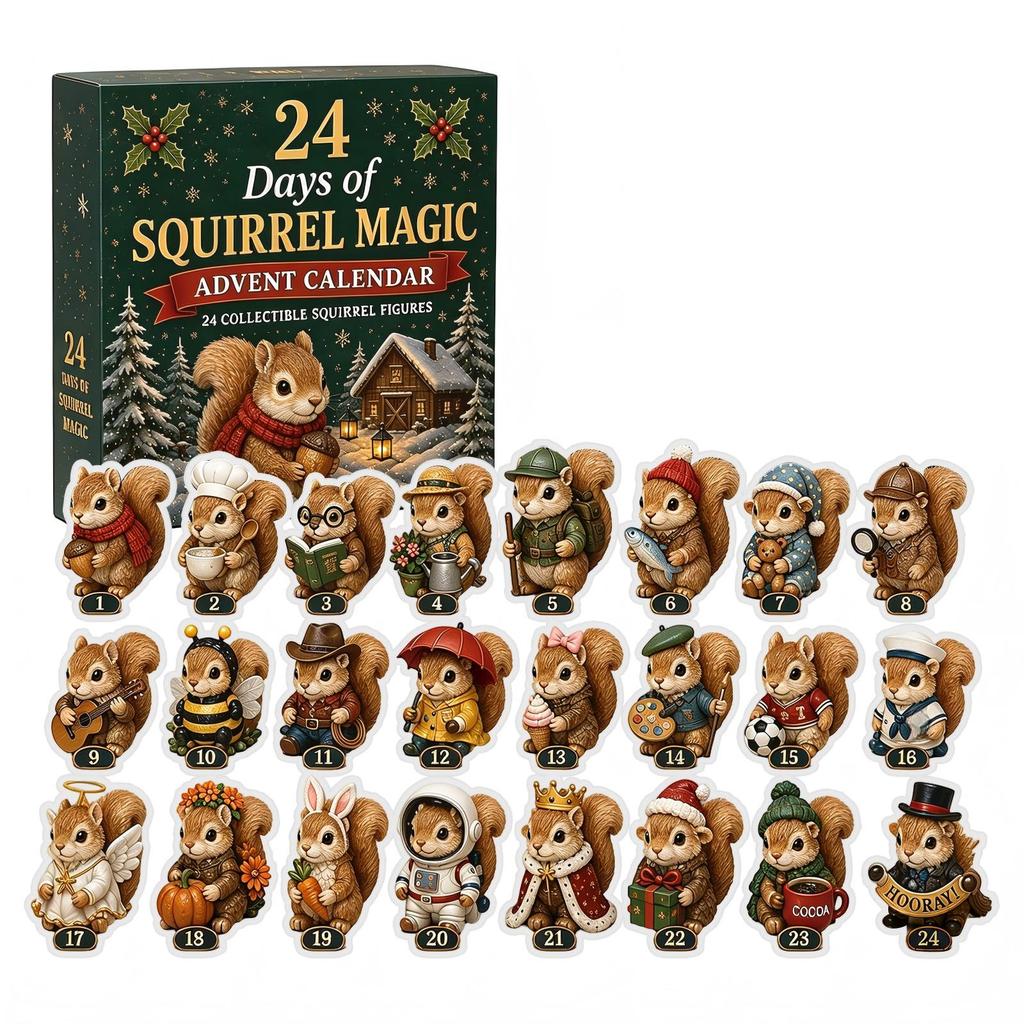 Squirrel Christmas Advent Calendar - Holiday Countdown for Christmas