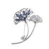 Modna Kryształowa Broszka Pin Wysokiej Klasy Damska Stopowa Liść Ginkgo Cyrkoniowy Korsarz