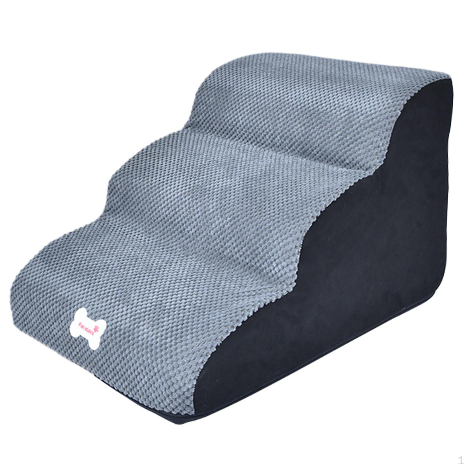 

Пандус для собак с 3 ступеньками, моющимся чехлом и нескользящим основанием 40x56x35 см серый