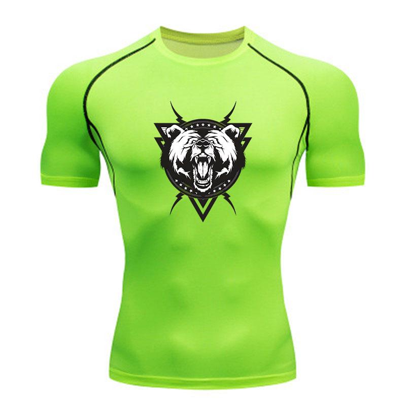 Men's Quick Dry Compression Athletic T-Shirt, Roaring Bear G