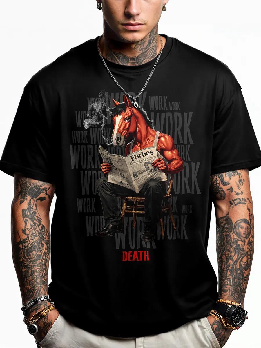 T-shirt with demon and hieroglyphs print on back L