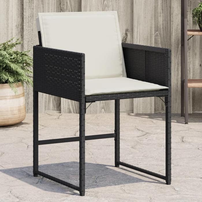 VidaXL Garden Chairs Set of 4 with Cushions Black Wicker 4007475