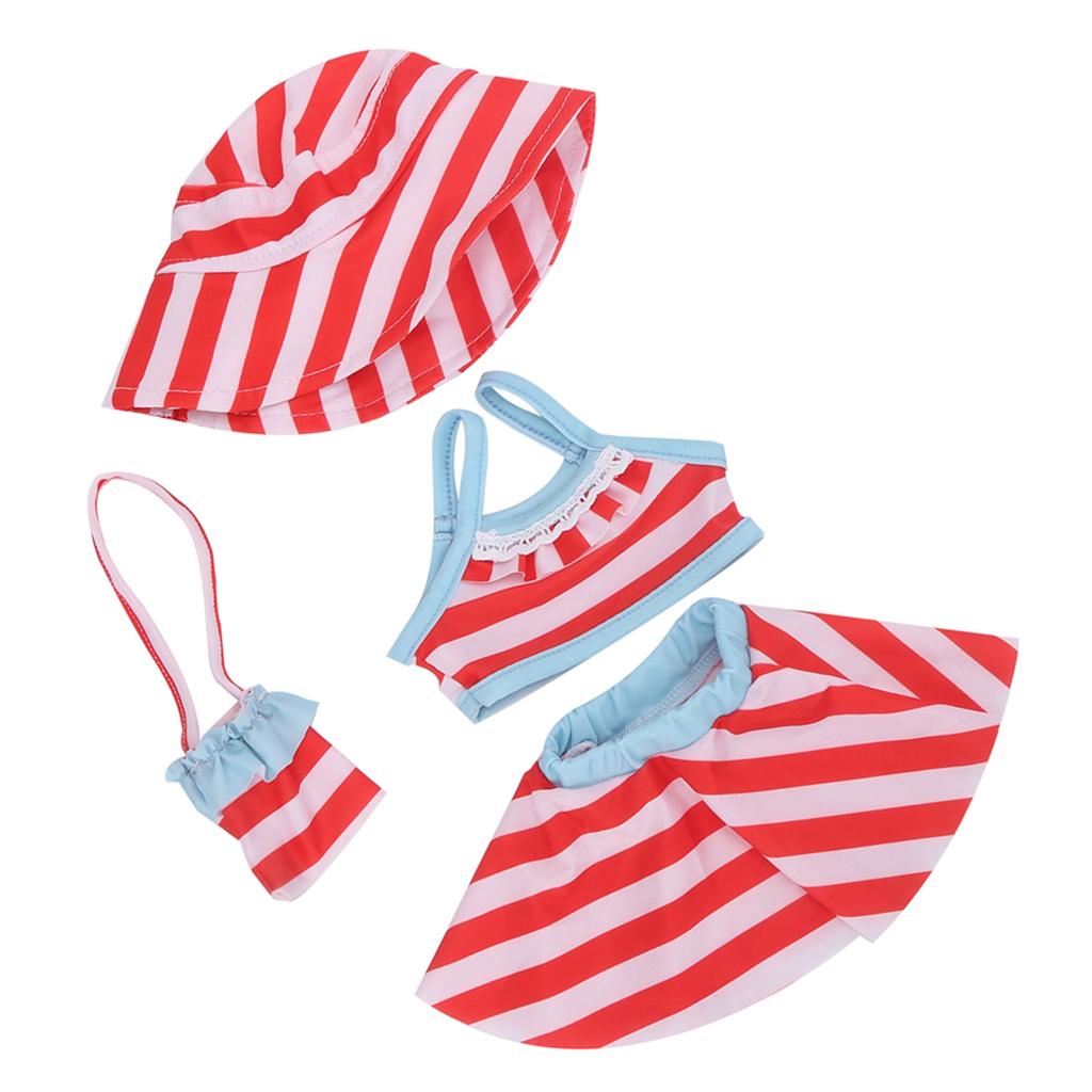 18Inch Baby Doll Clothes Swimsuits Baby Doll Tops Skirt Hat Messenger Bag Bathing Suit