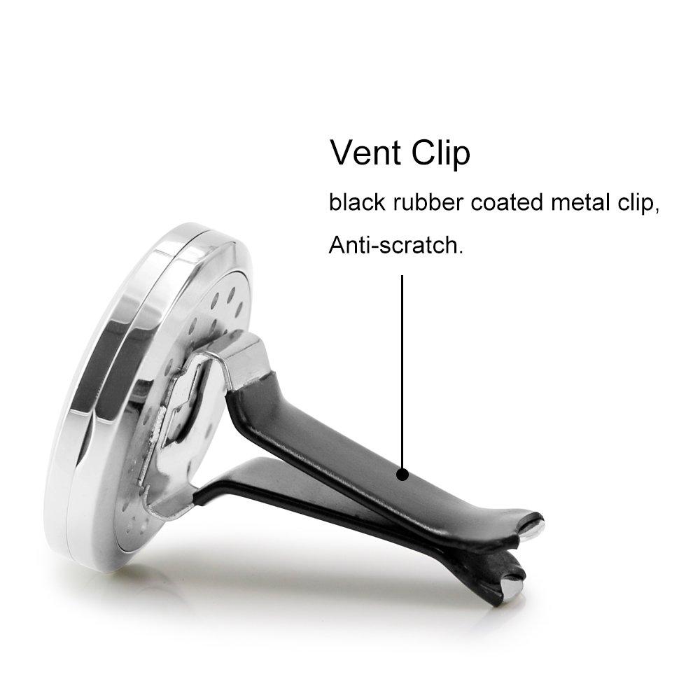 Car Air Freshener, 2PCS 30mm Stainless Steel with Vent Clip 12 Felt Pads