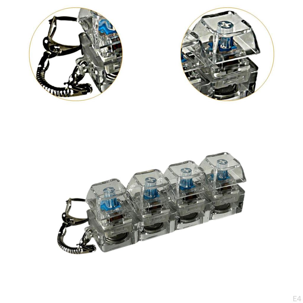 4 Key Keyboard Fidget Clicker Toy Keychain Lightweight Lighted Clicking
