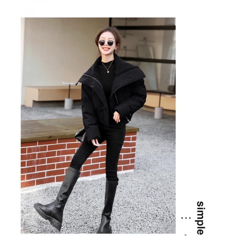 Womens Short Puffer Coat 2026 Winter Thick Warm Cotton-Padded Jacket Loose Fit High Neck Solid Color Petite