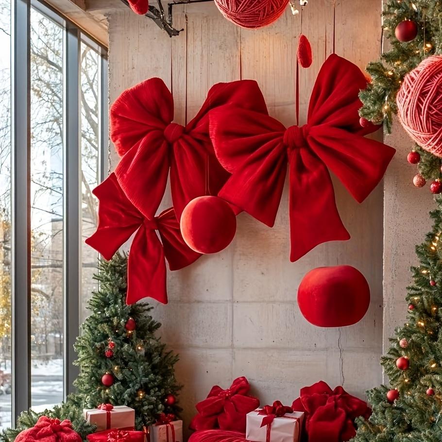 Large Red Velvet Bow Christmas Tree Decoration Ornament, for Christmas, Weddings, Hotels, and Party Decorations
