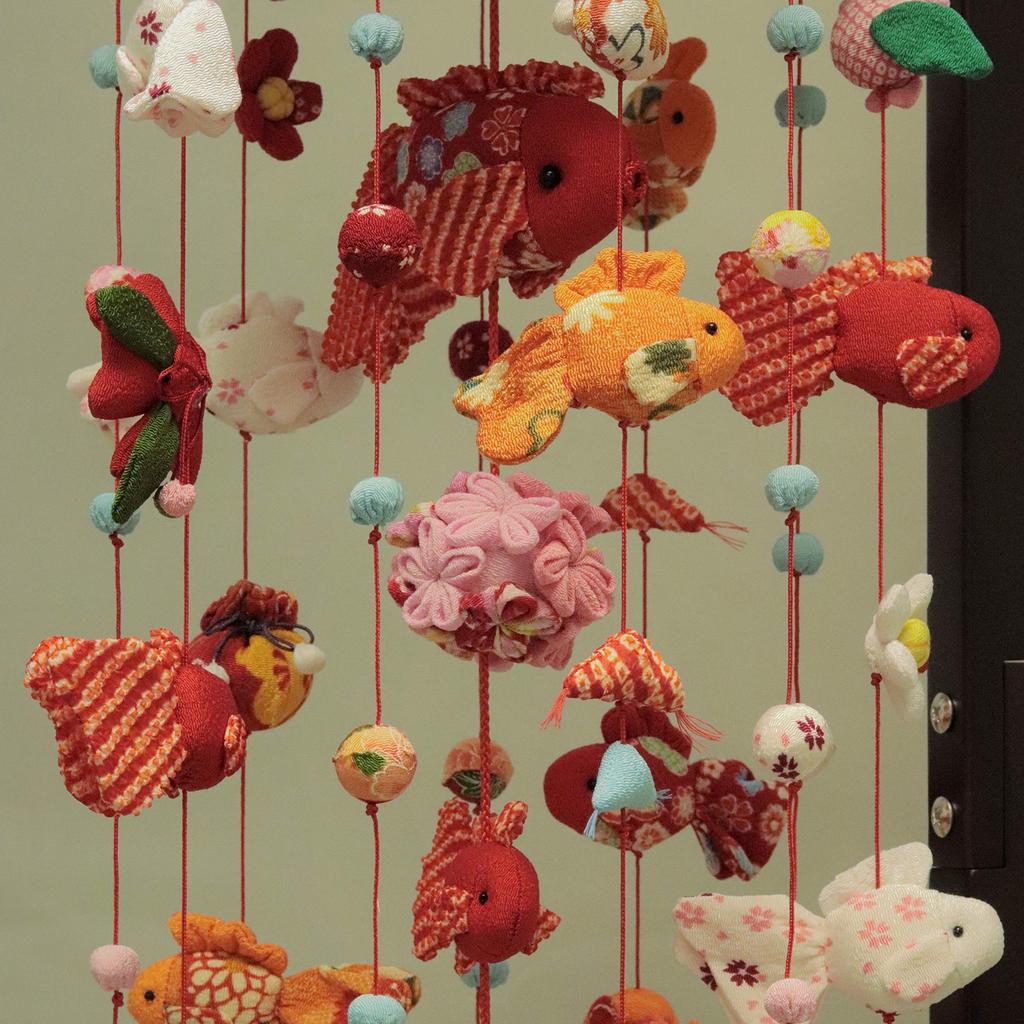 Hanging Hina Doll Goldfish Hanging Medium Size with Display Stand Decoration, Ornament, (90cm Tall),