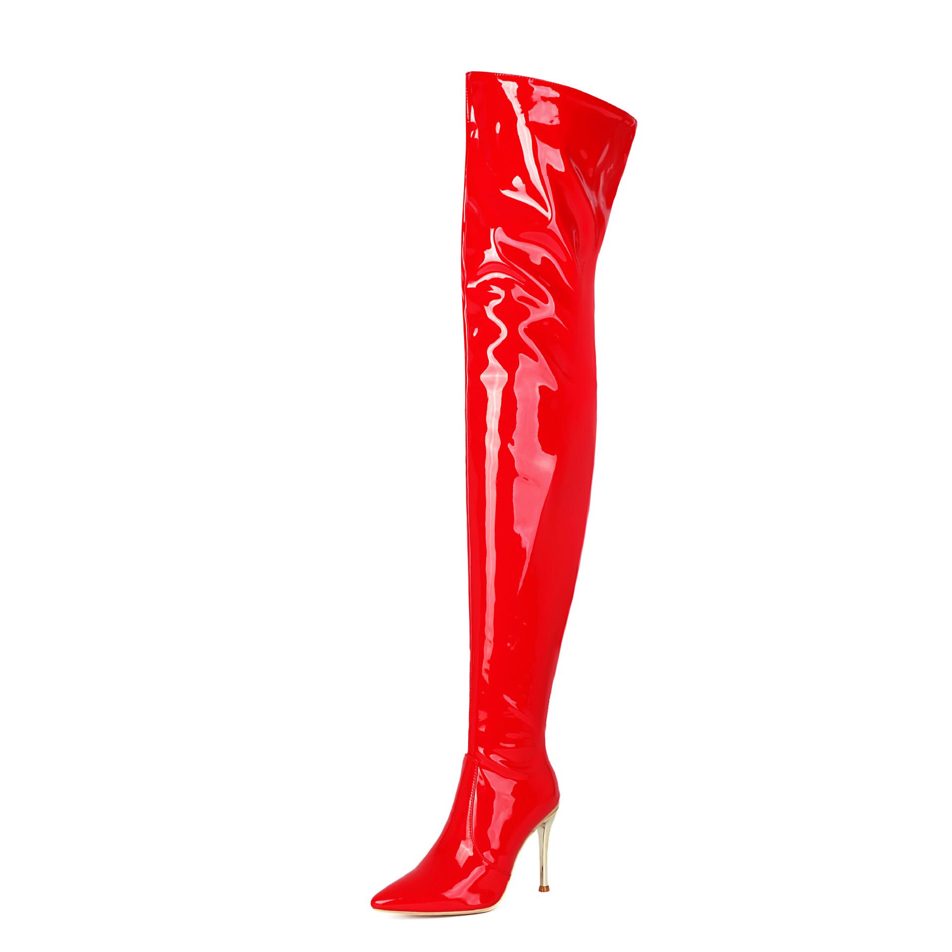WISH Women`s Patent Leather Over-the-Knee Stiletto