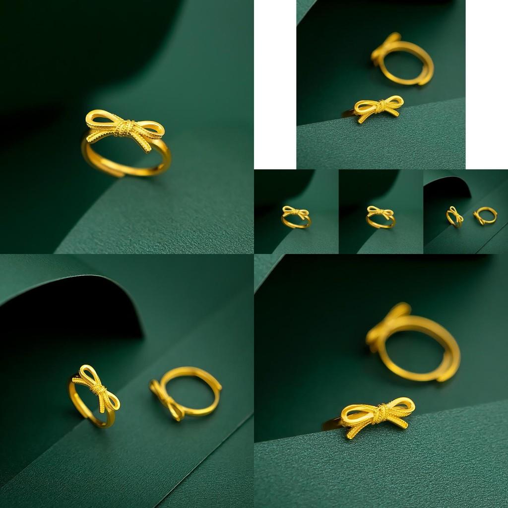 Stunning Gold Plated Bow Ring For Women Sweet Charming Hand Jewelry Gift