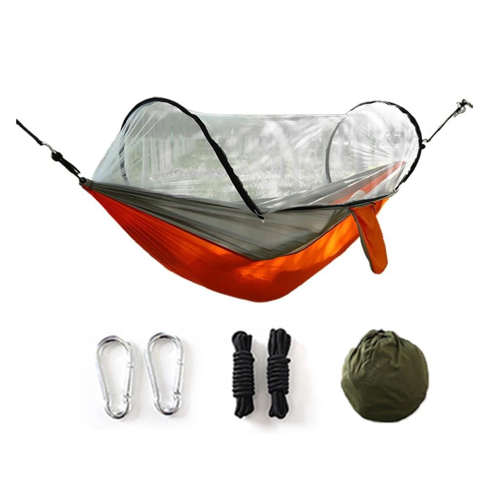 Camping Hammock With Mosquito Gnats Net Breathable Lightweight Portable Single Hammock With Tree Straps Indoor Outdoor Hammock