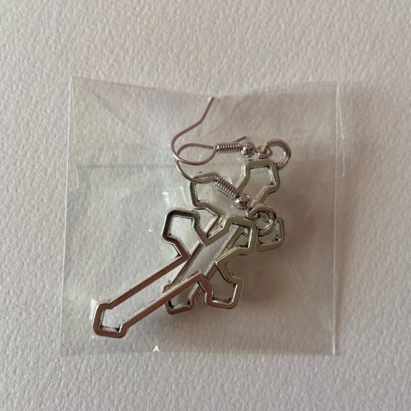 In-Trend Punk Style Hollow Cross Alloy Earrings for Women