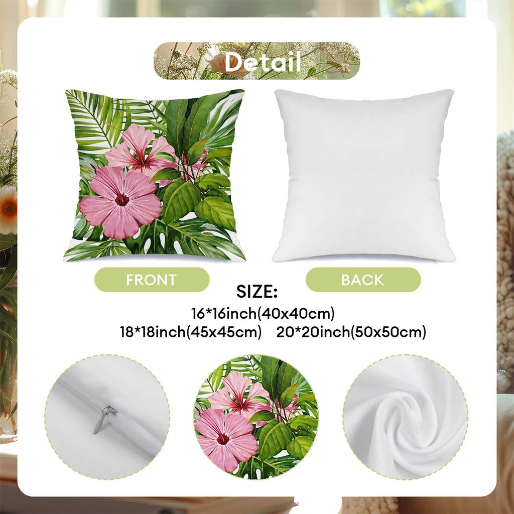Tropische Hibiskus-Fackelblume Digitaldruck Kissenbezug Kurzer Plüsch Geeignet Wohnzimmer Schlafzimmer Sofas Wurfkissenbezug