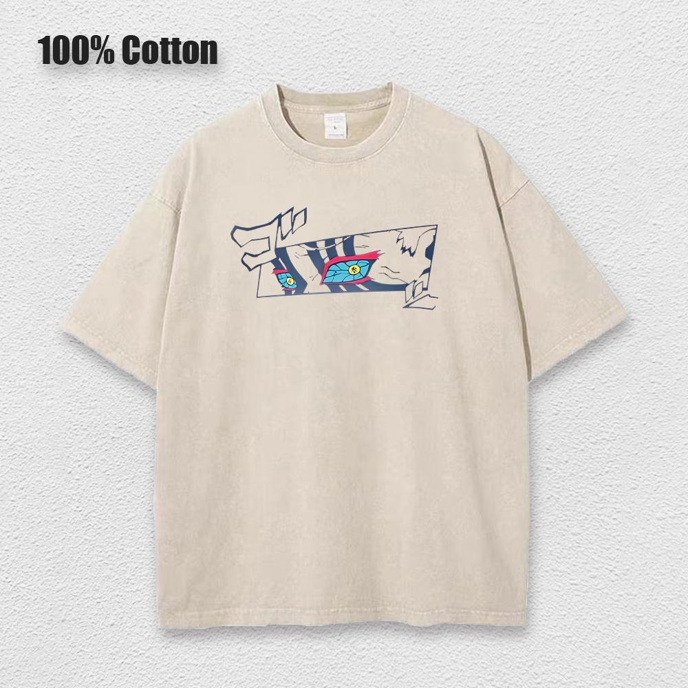 Washed Acid Washed T Shirt Man Demons Slayer Anime Y2K Classic Casual T-Shirts Summer O Neck Hip Hop Tee Shirt Oversize Clothing