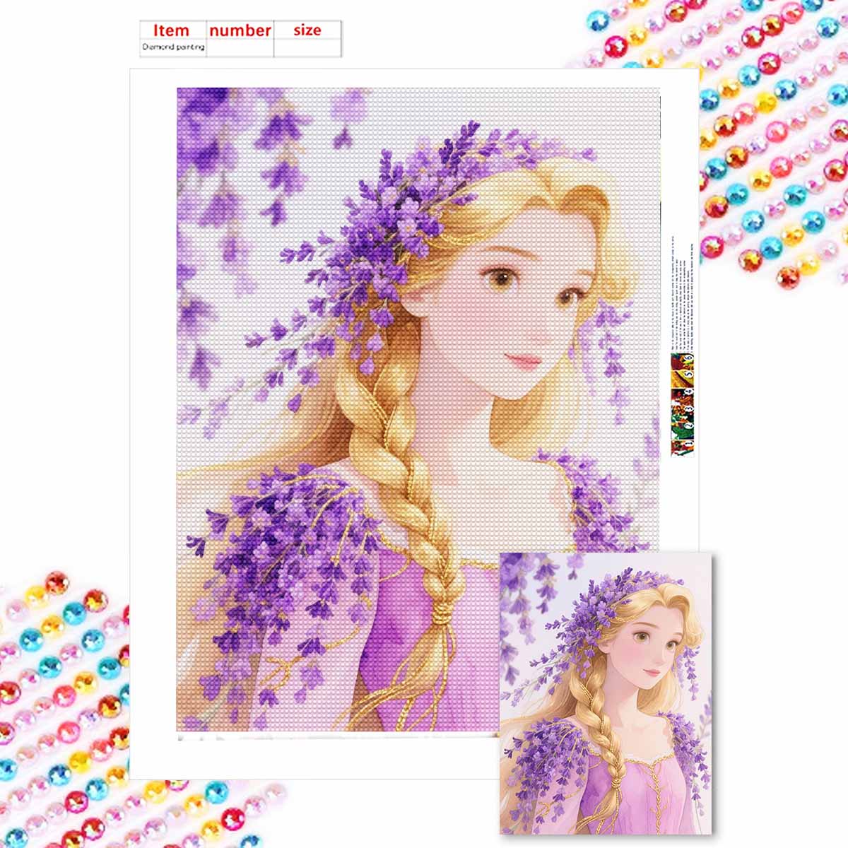 

Алмазная мозаика Красочная алмазная живопись Прекрасная принцесса Полная круглая вышивка Мультяшные креативные хобби Настенный декор Round 20x30cm