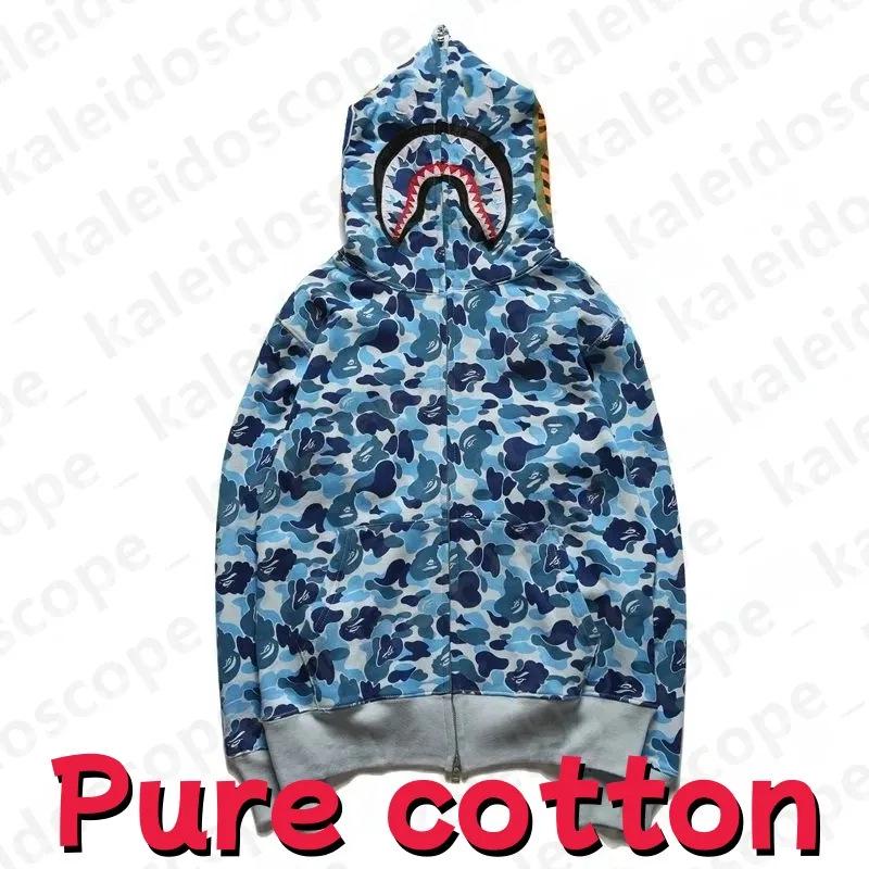 In-Stock Luminous Shark Head Camouflage Double Hood Sweatshirt - Unisex Fleece-Lined Autumn/Winter Outerwear