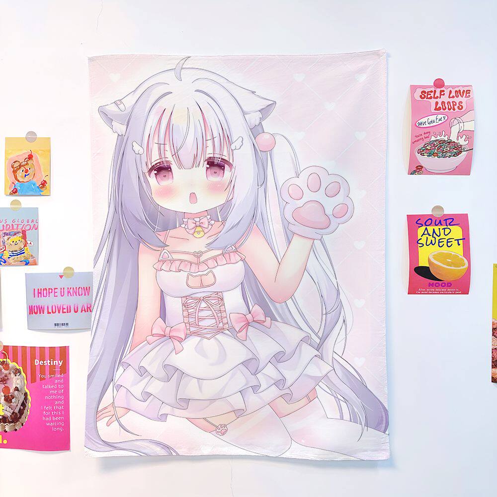 1Pc Mint Chocolate Cute Girl Tapestry, Sweet Girlish Heart Wall Hanging For Bedroom Dorm Room Home Wall Decor