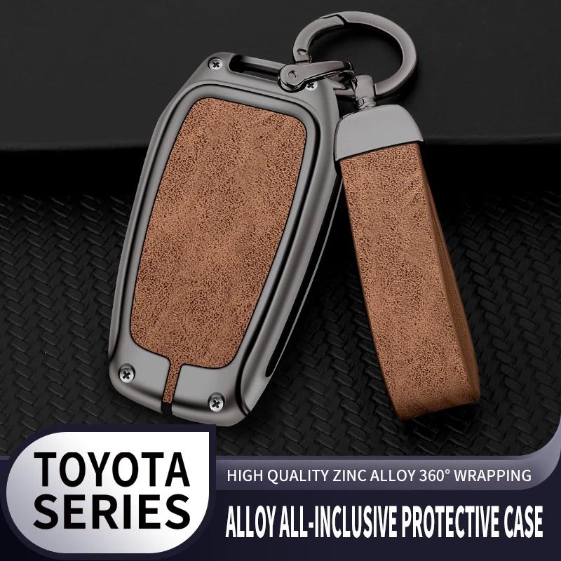 New Zinc Alloy Leather Car Key Case Cover Shell For Toyota CHR Hilux Fortuner Land Cruiser 200 Camry Corolla Crown RAV4 Highland
