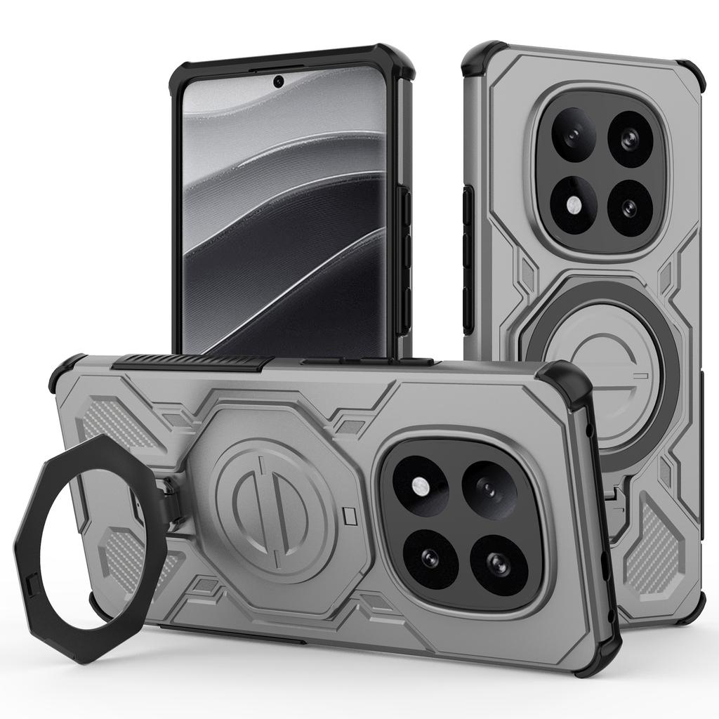 Pro Xiaomi Redmi Note 14 Pro+ 5G Magnetické pouzdro Otočný kovový stojánek Nárazuvzdorný PC+TPU Kryt na zadní stranu telefonu